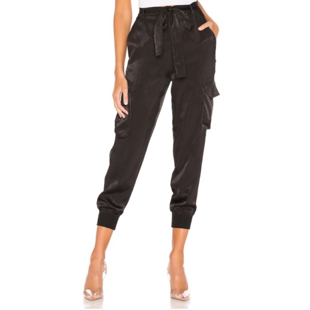 Lovers and Friends Frida Pants medium Black Cargo Satin Cropped